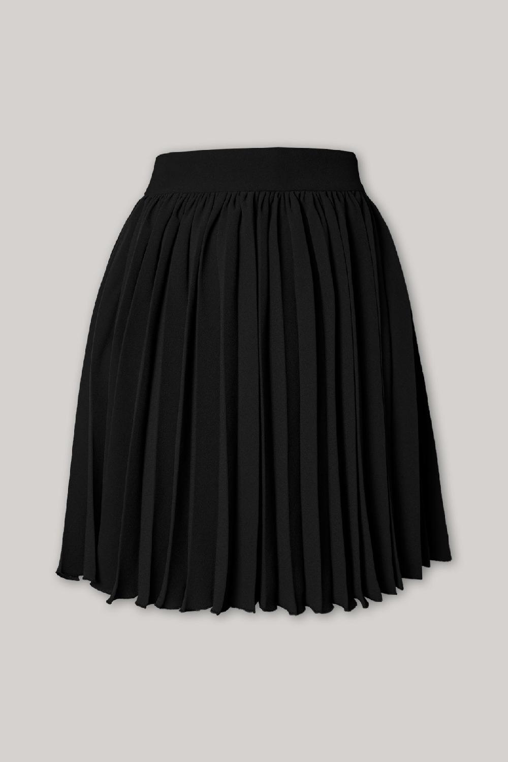 Rhea Costa Pleated Crepe Short Skirt In Black