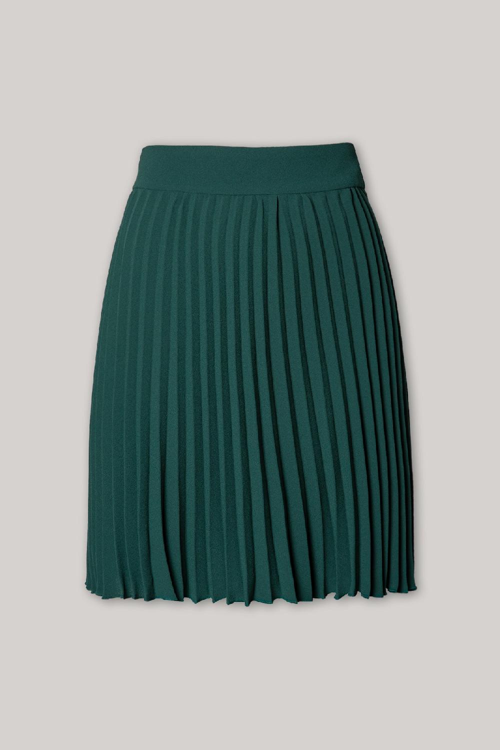 rhea costa Pleated Crepe Short Skirt In Emerald