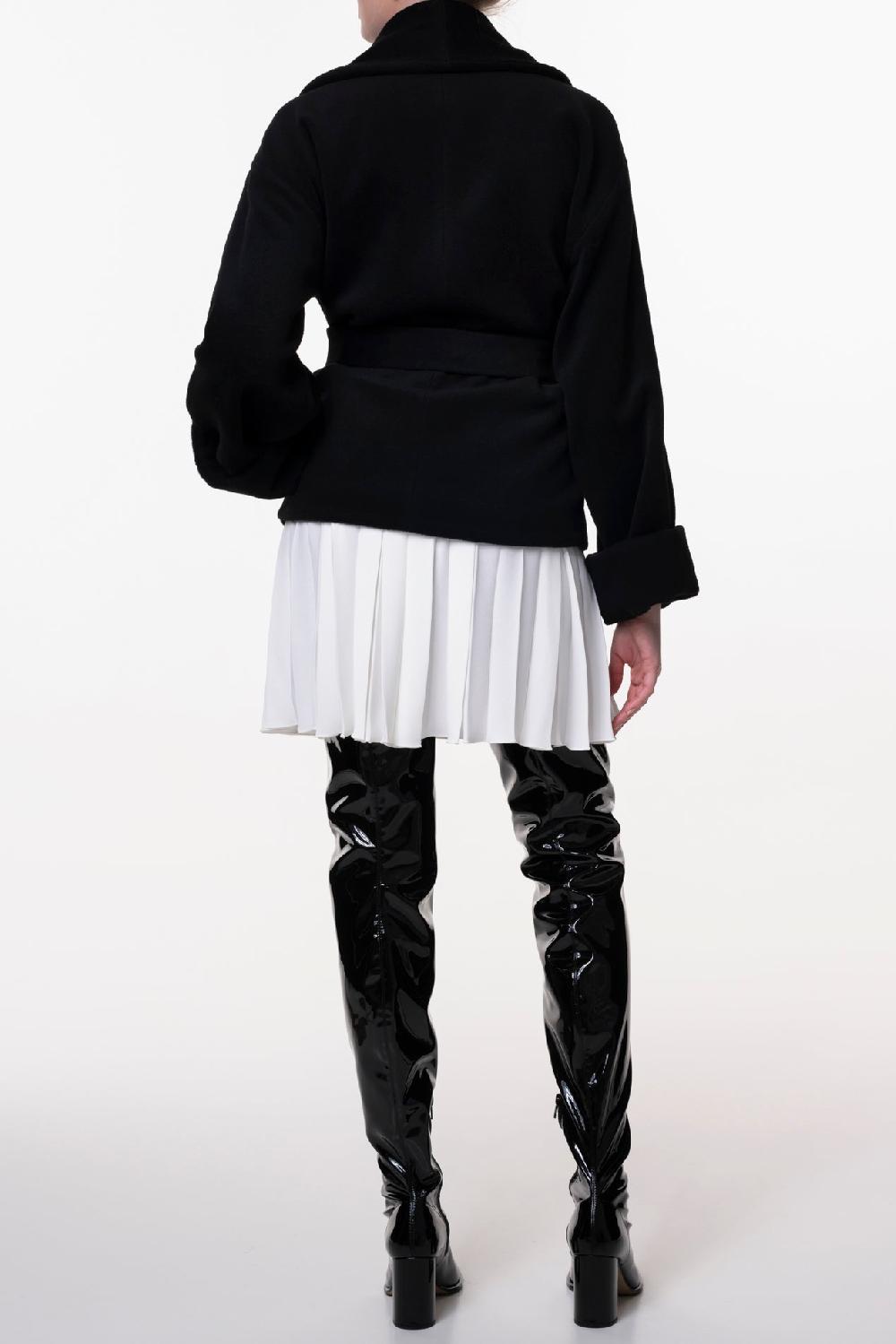 Rhea Costa Pleated Crepe Short Skirt In Ivory