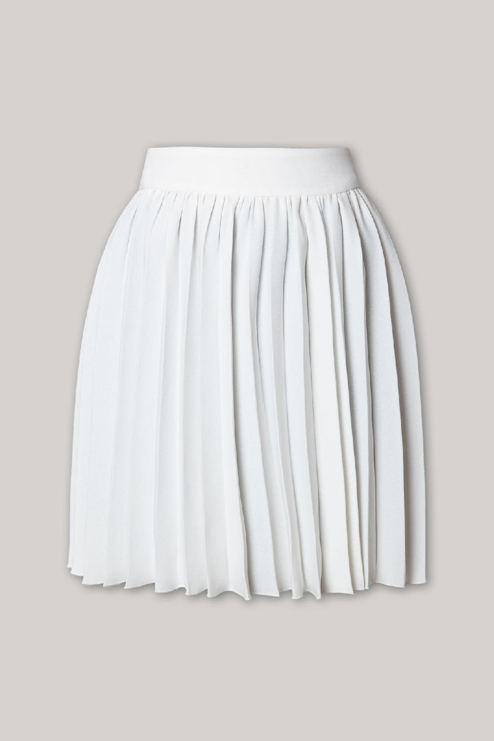 rhea costa Pleated Crepe Short Skirt In Ivory
