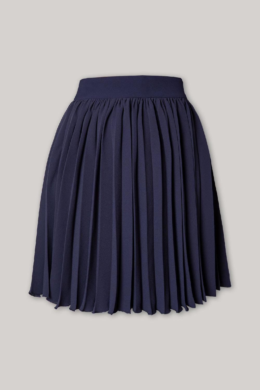 rhea costa Pleated Crepe Short Skirt In Navy Blue