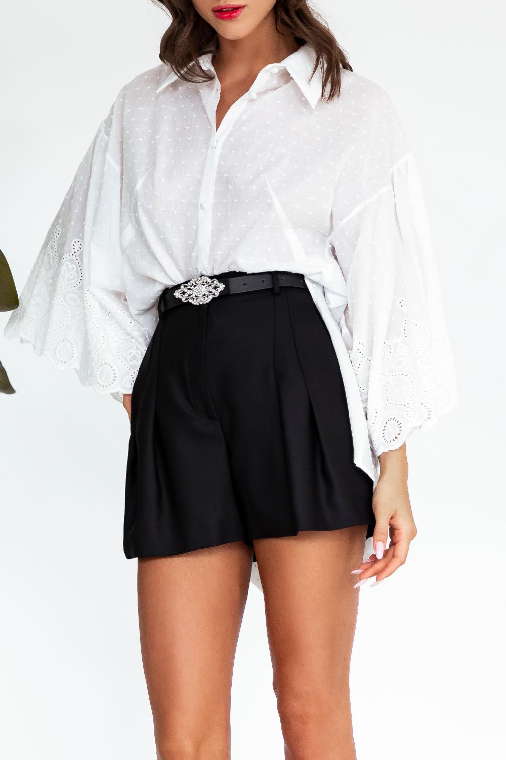 Rhea Costa Polka Embroidered Cotton Shirt In Ivory