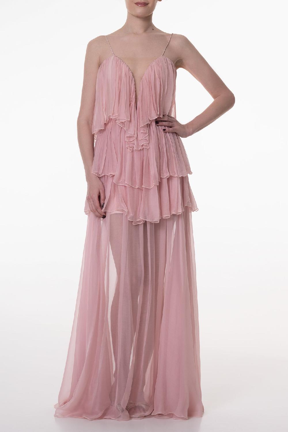Rhea Costa Priya Boho Silk Blush Long Dress