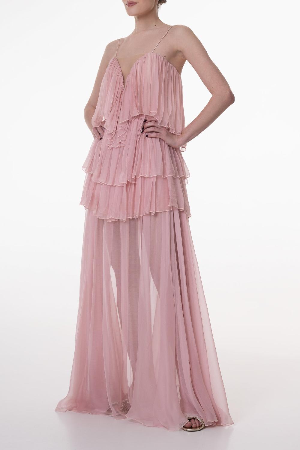 Rhea Costa Priya Boho Silk Blush Long Dress