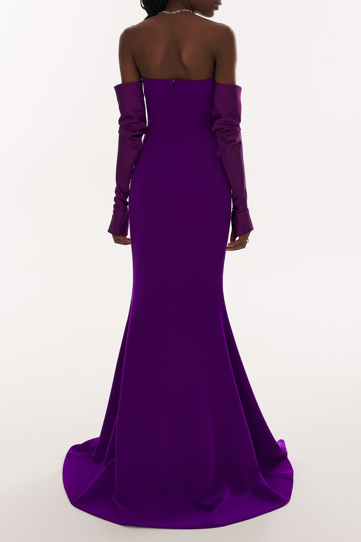 Rhea Costa Raven Crepe Long Dress In Royal-Purple