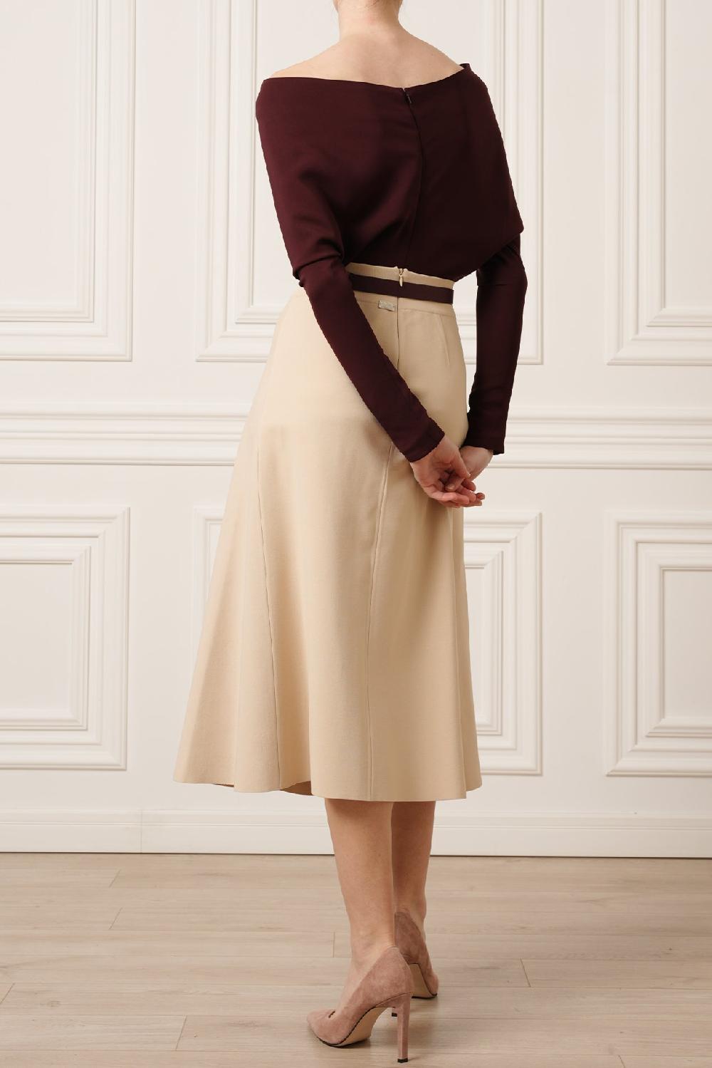 Rhea Costa Rea Viscose Jersey Midi Skirt In Beige