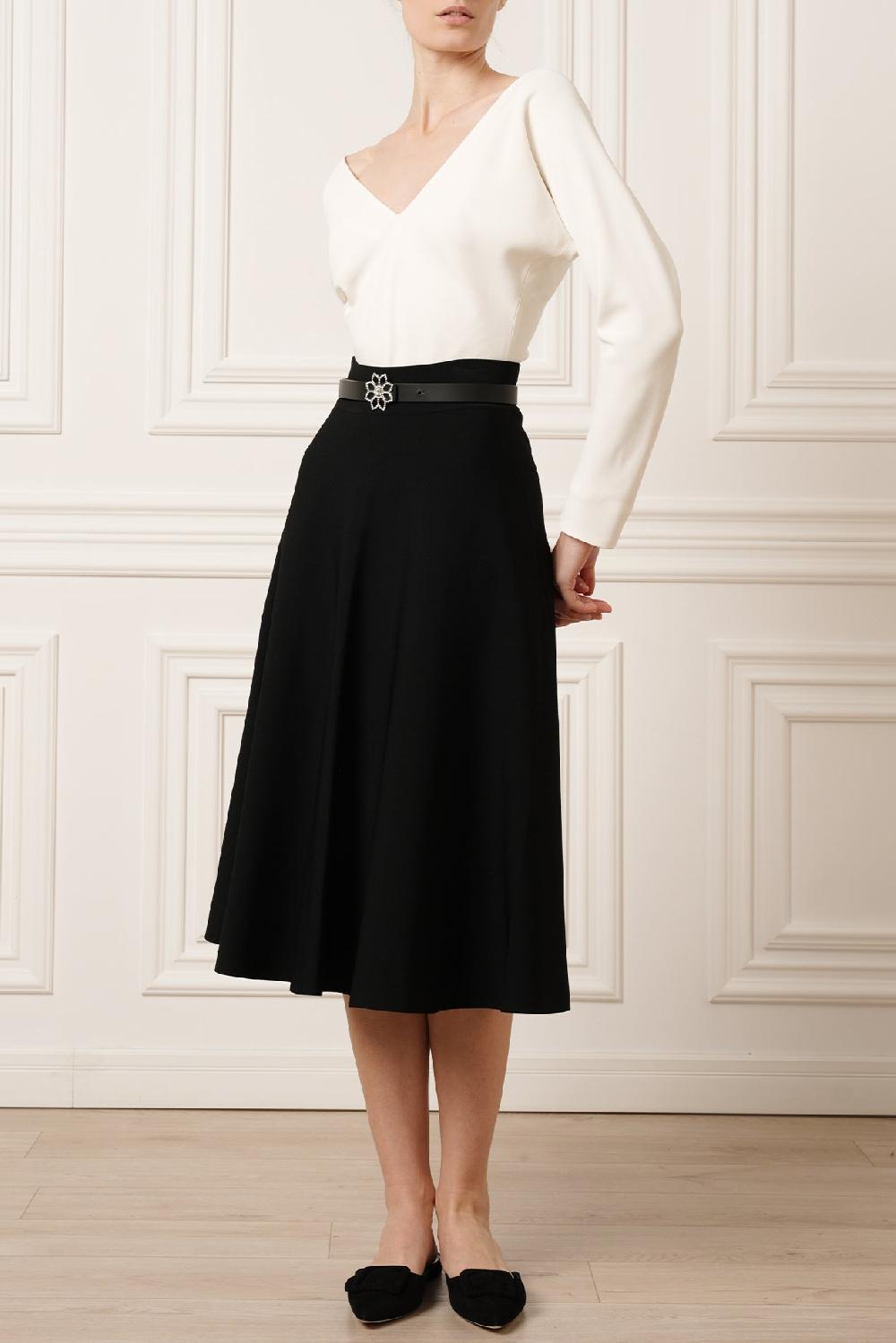 rhea costa Rea Viscose Jersey Midi Skirt In Black