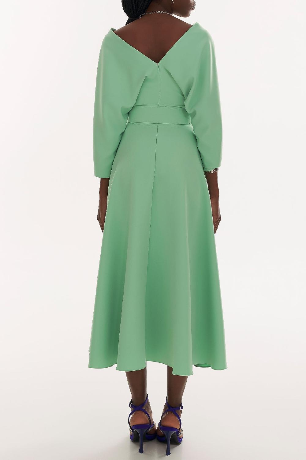 Rhea Costa Reese Crepe Midi Dress In Aquamarine