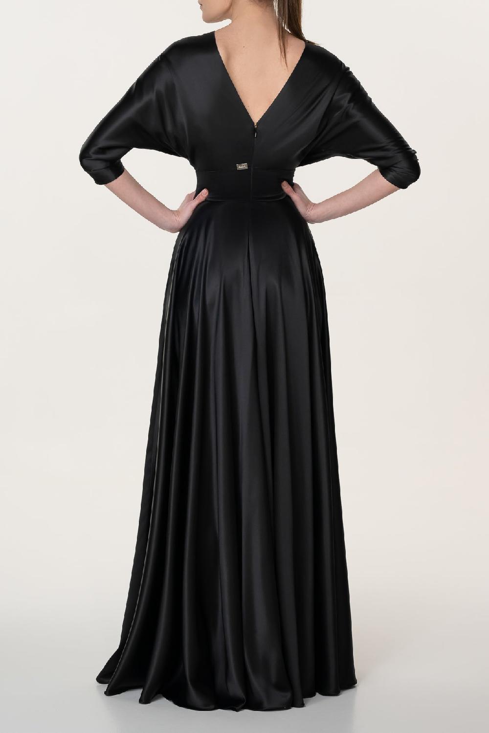 Rhea Costa Reese Silk Long Dress In Black