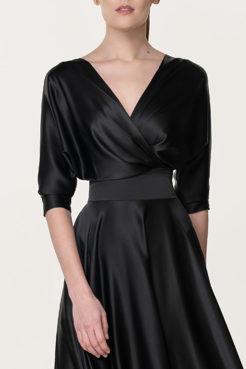 Rhea Costa Reese Silk Long Dress In Black