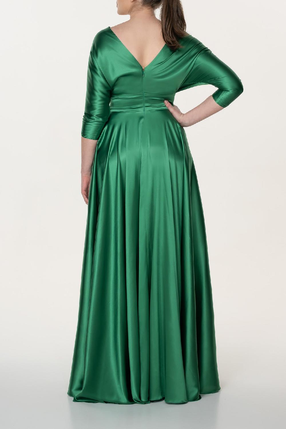 Rhea Costa Reese Silk Long Dress In Emerald
