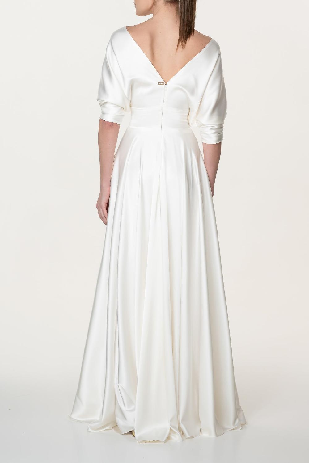 Rhea Costa Reese Silk Long Dress In Ivory