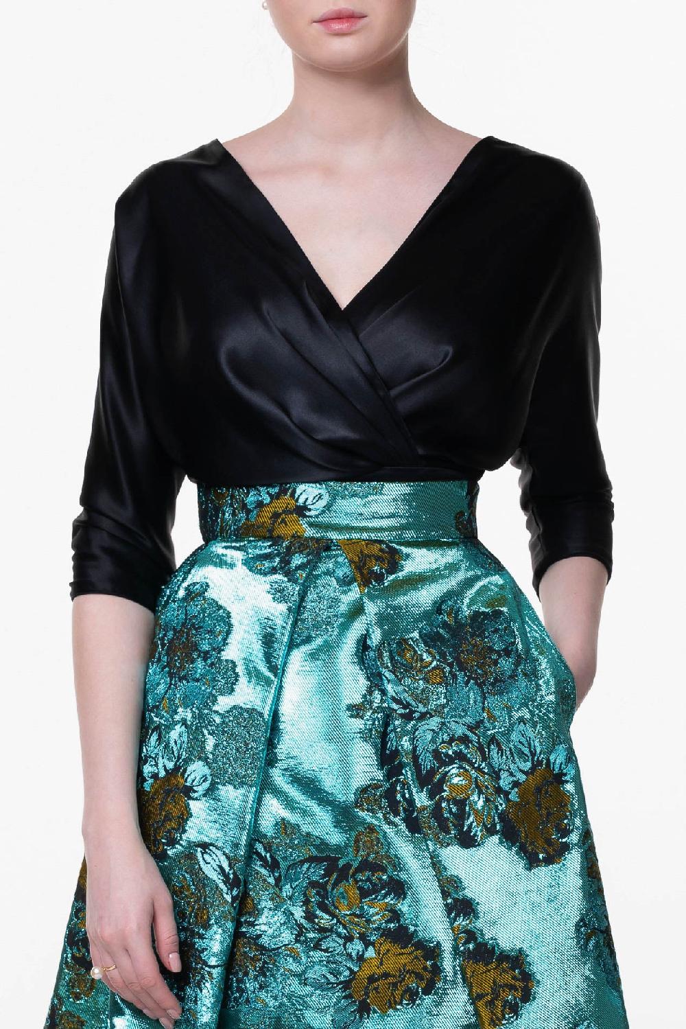 Rhea Costa Reese Silk Top In Black