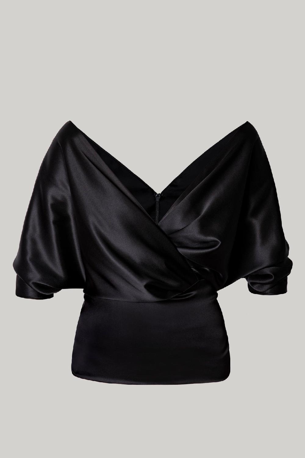 rhea costa Reese Silk Top In Black