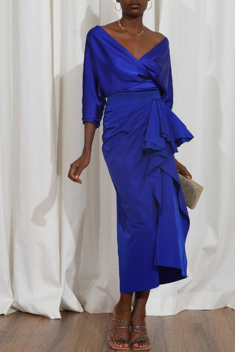 Rhea Costa Reese Silk Top In Electric-Blue