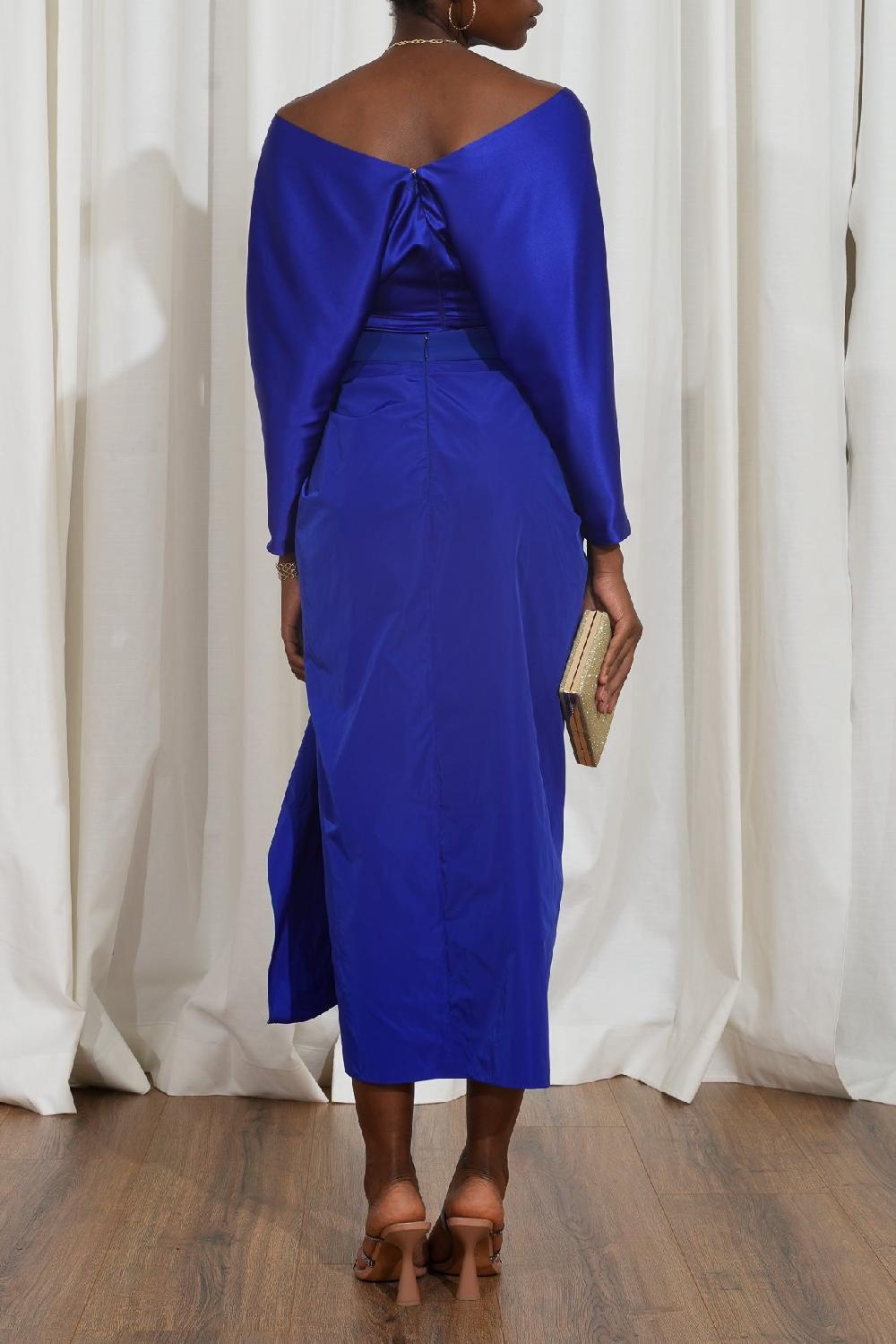 Rhea Costa Reese Silk Top In Electric-Blue