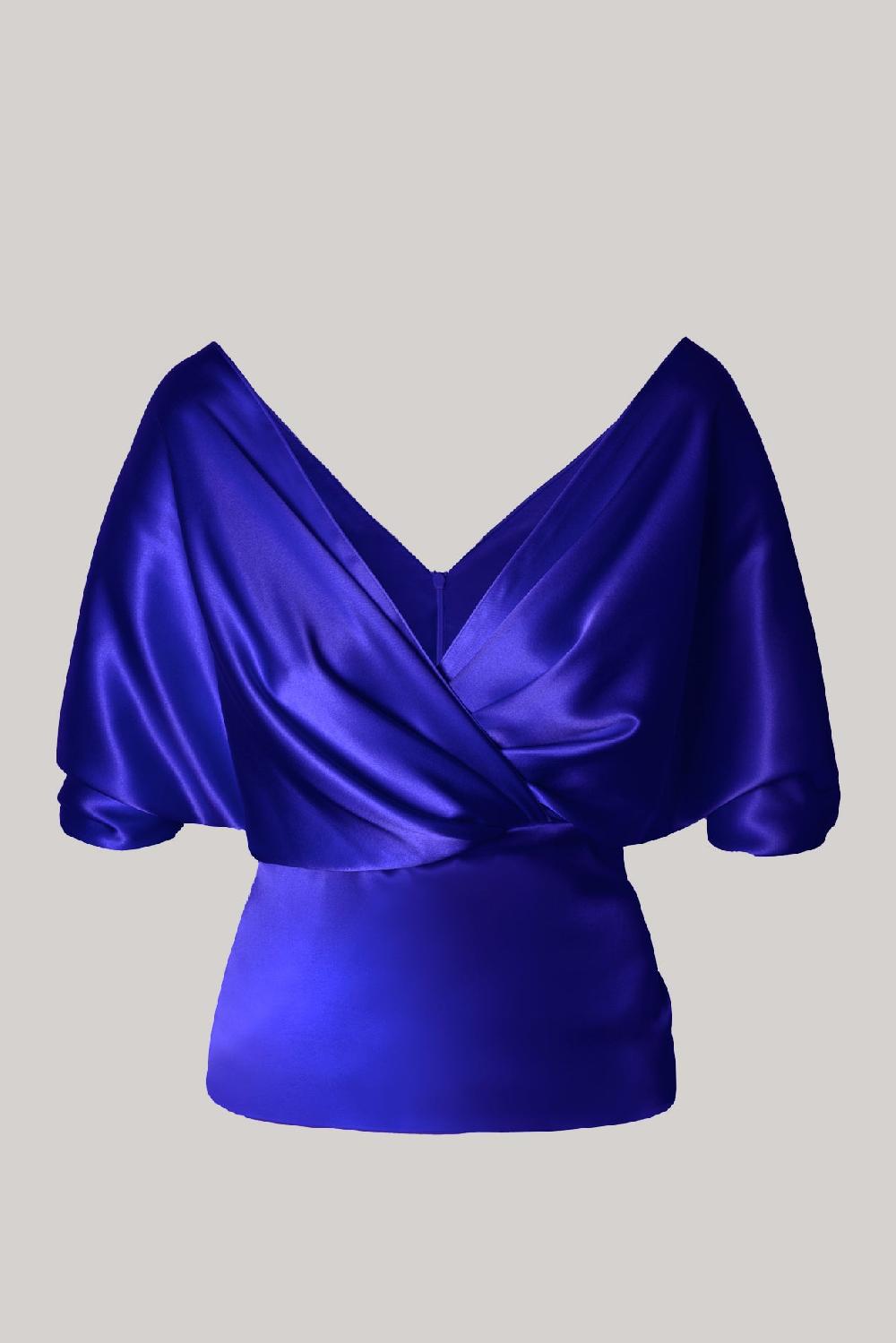rhea costa Reese Silk Top In electric-Blue