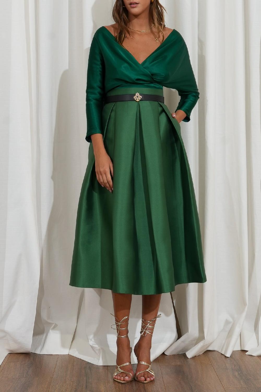 Rhea Costa Reese Silk Top In Emerald