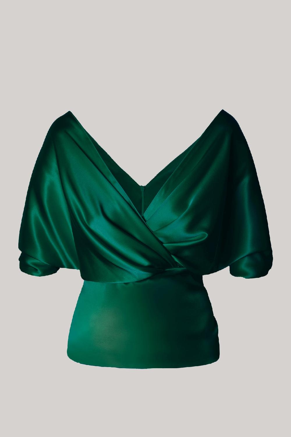 rhea costa Reese Silk Top In Emerald