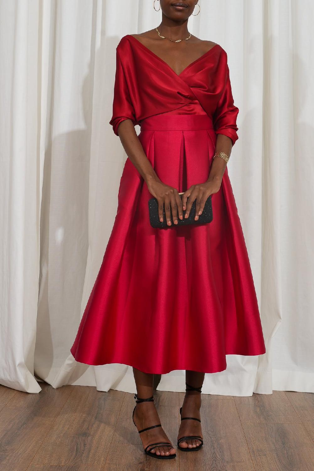 Rhea Costa Reese Silk Top In Hot-Red