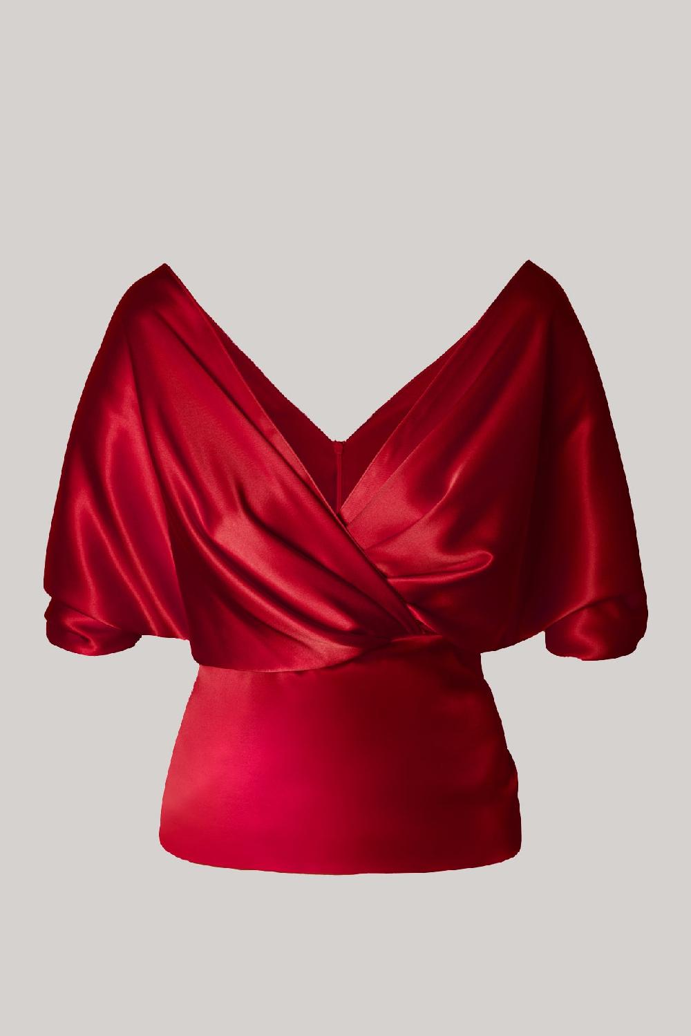 rhea costa Reese Silk Top In Hot-Red