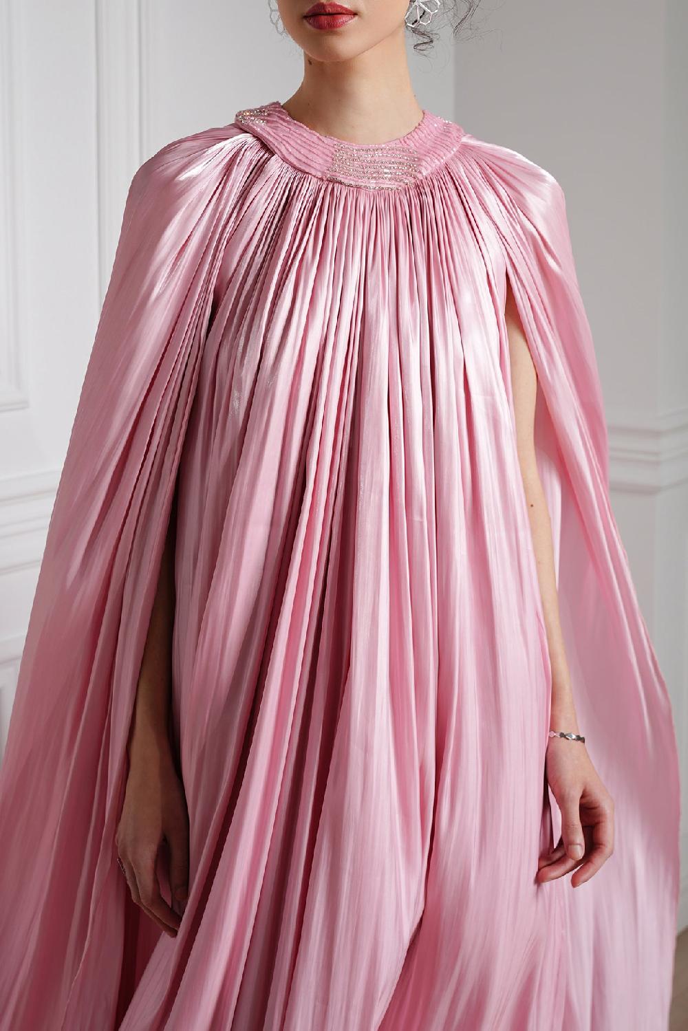Rhea Costa Remi Glazed Chiffon Dress In Candy Pink