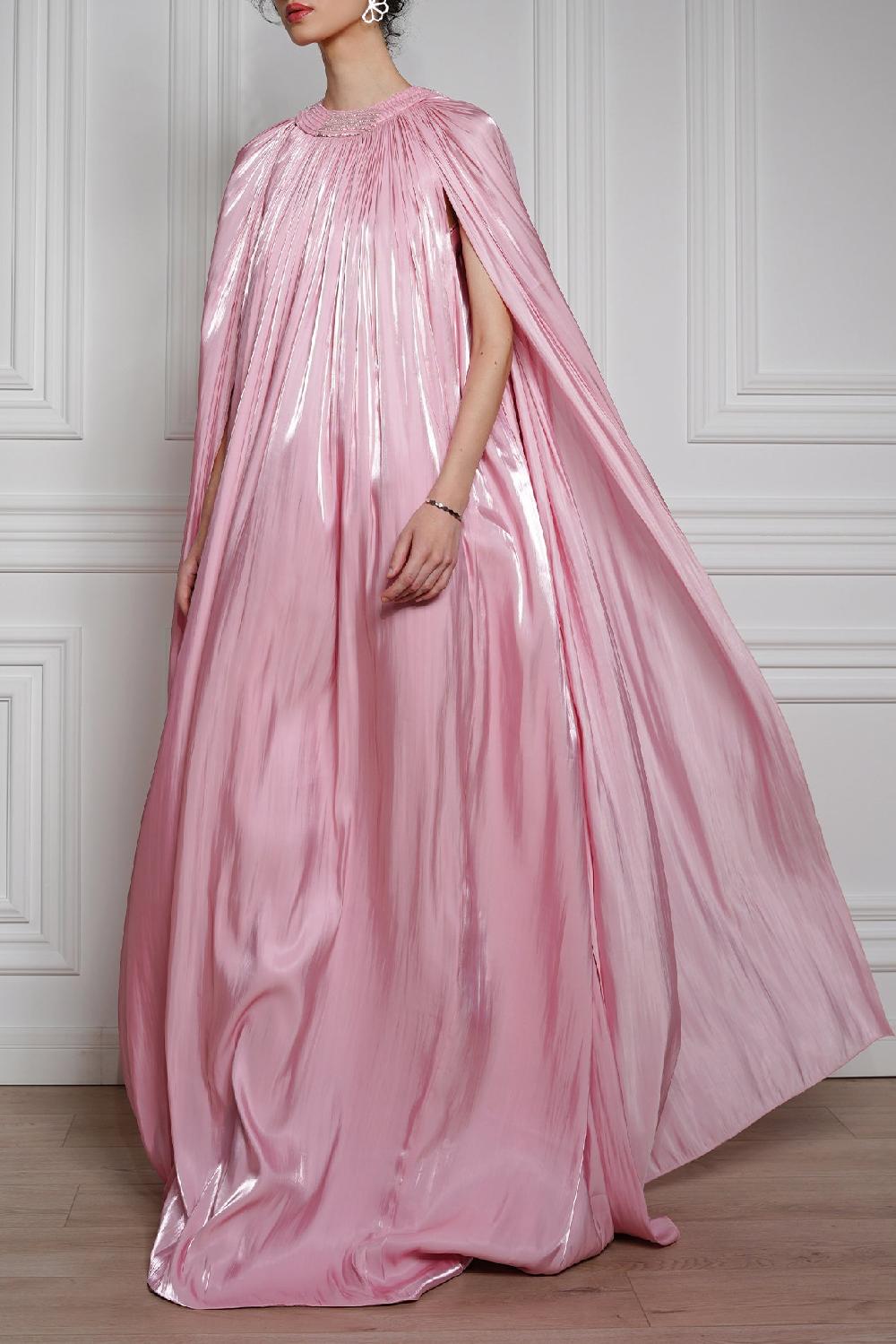 Rhea Costa Remi Glazed Chiffon Dress In Candy Pink