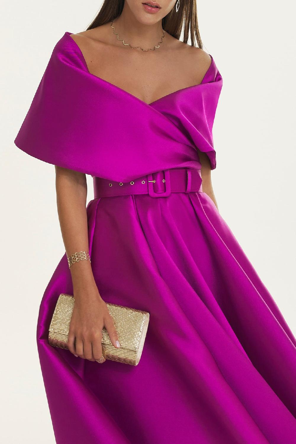 Rhea Costa Rima Amethyst Mikado Midi Dress