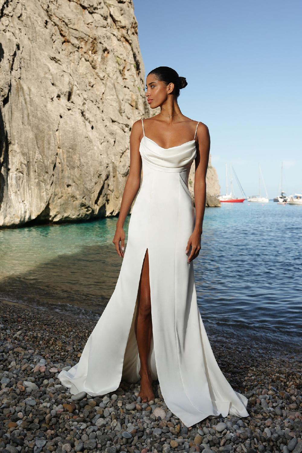 Rhea Costa Ronna Satin Dress In Ivory