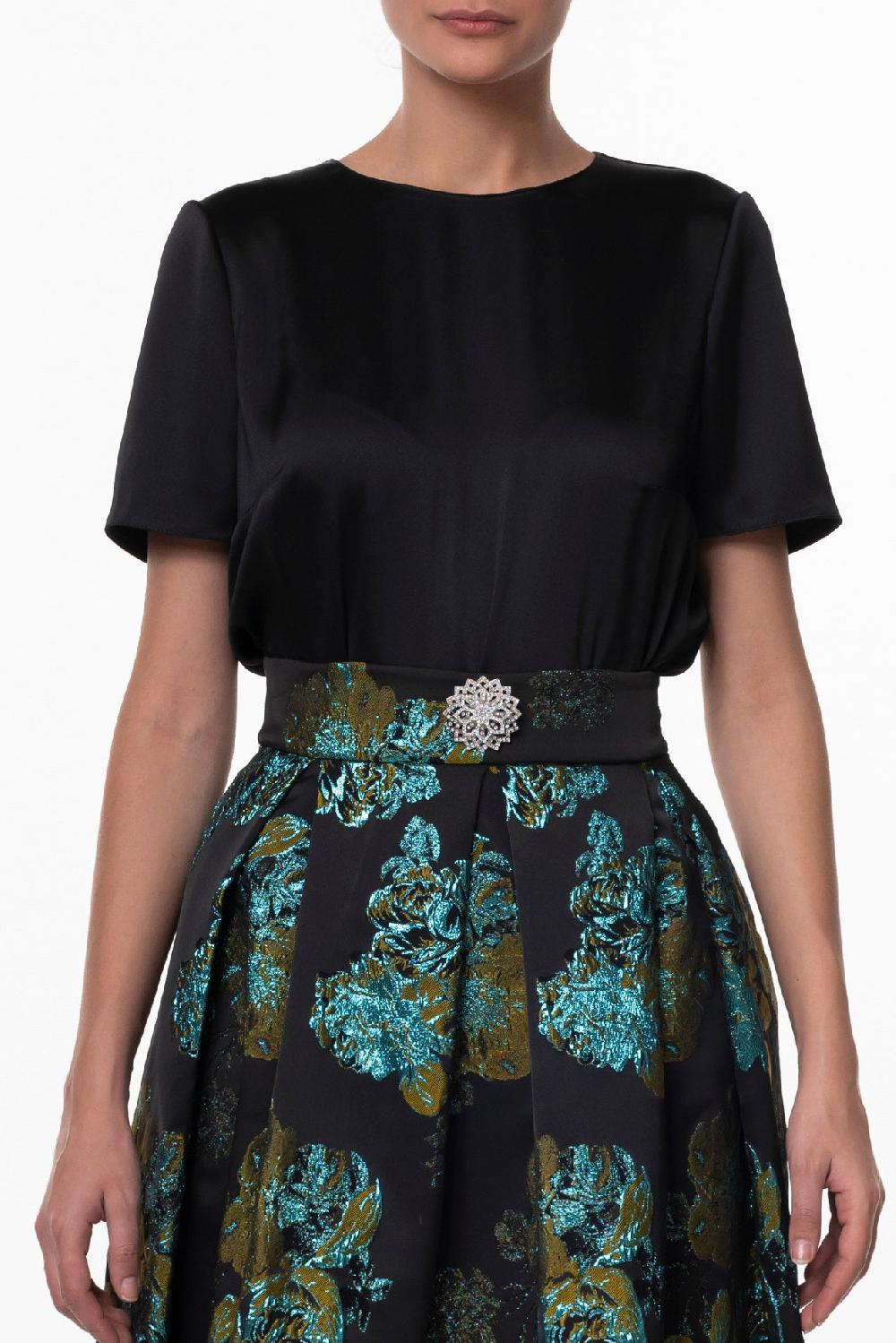 rhea costa Round Neckline Black Blouse