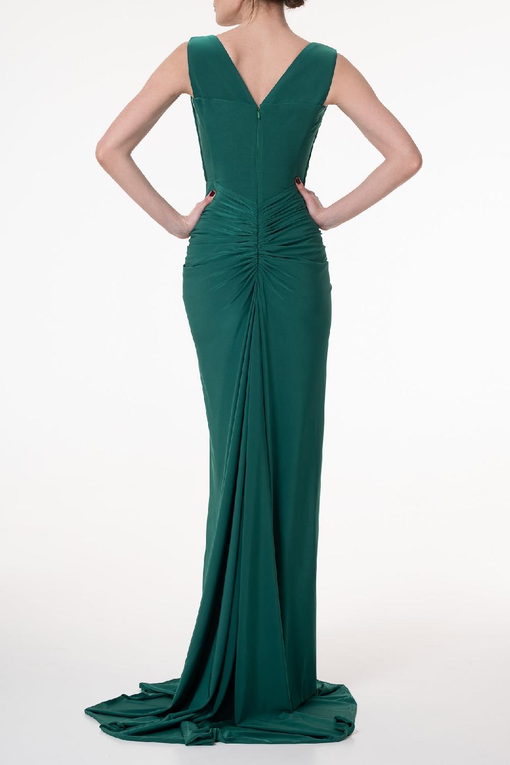 Rhea Costa Saara Jersey Long Dress In Emerald