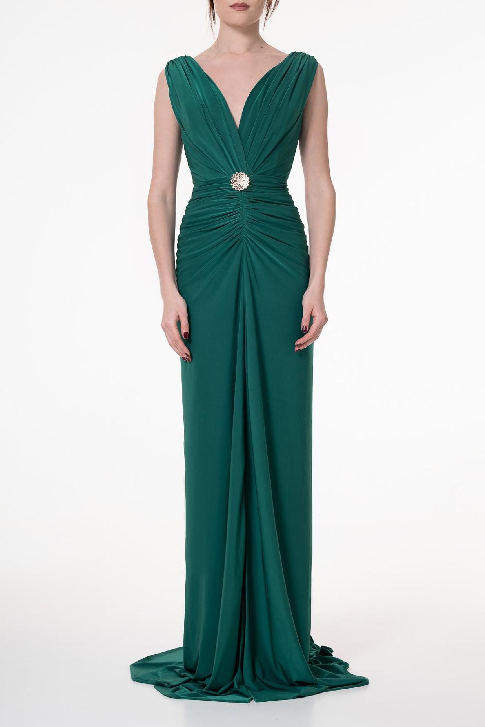 rhea costa Saara Jersey Long Dress In Emerald
