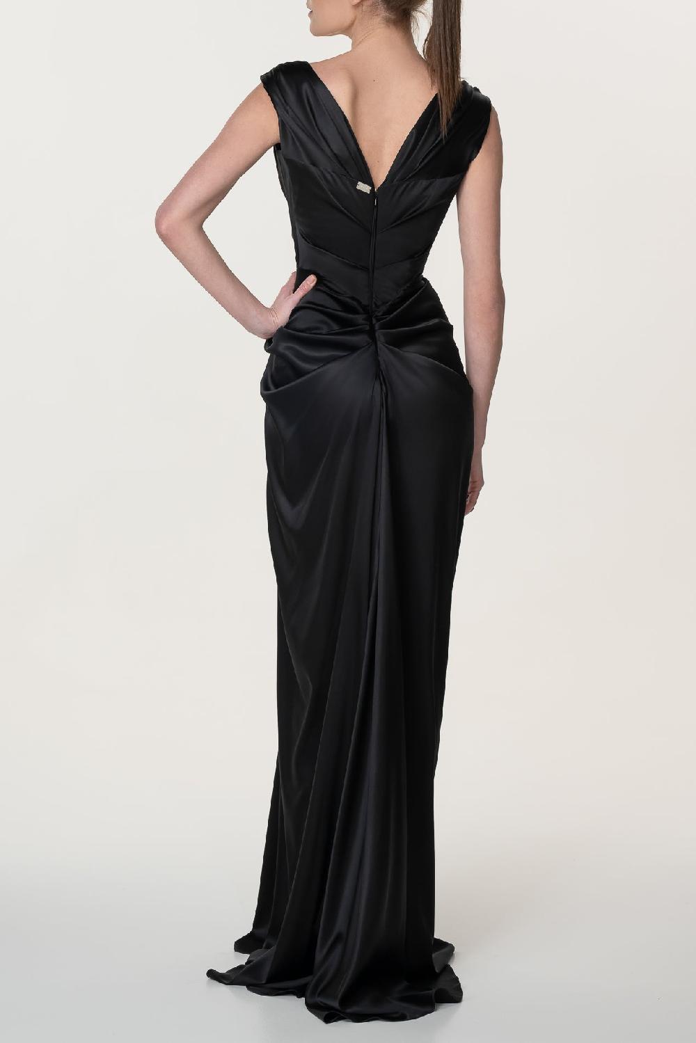 Rhea Costa Saara Silk Long Dress In Black