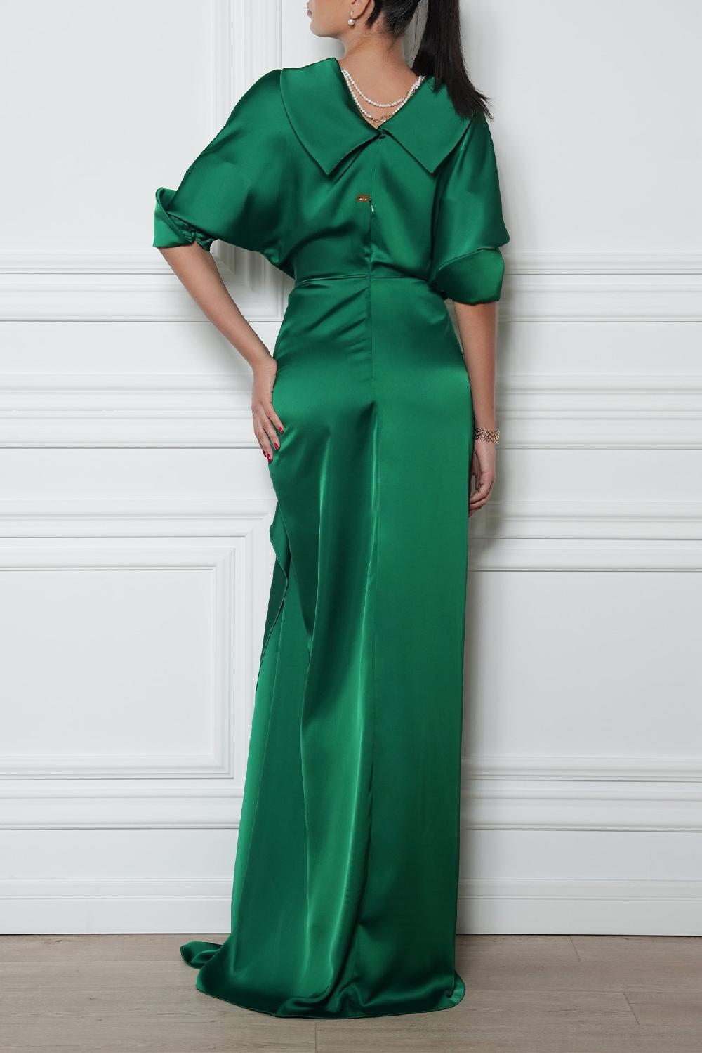Rhea Costa Sabina Royal Green Satin Long Dress