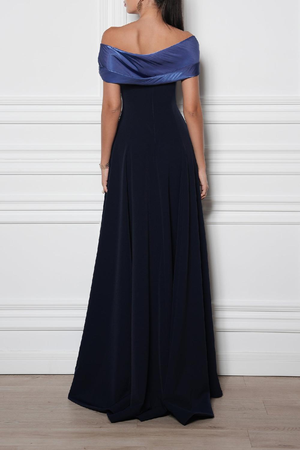 Rhea Costa Salma Midnight Blue Crepe Long Dress