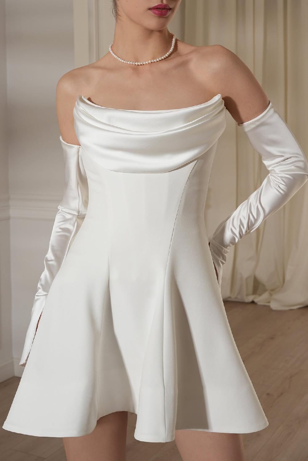 Rhea Costa Salma Mini Crepe Dress In Off-White