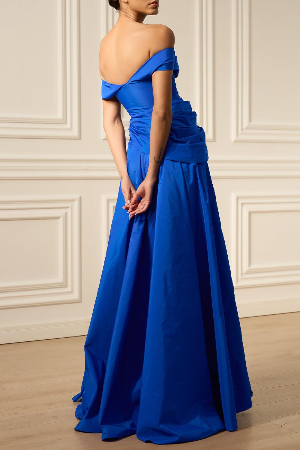 Rhea Costa Shakila Taffeta Dress In Electric-Blue