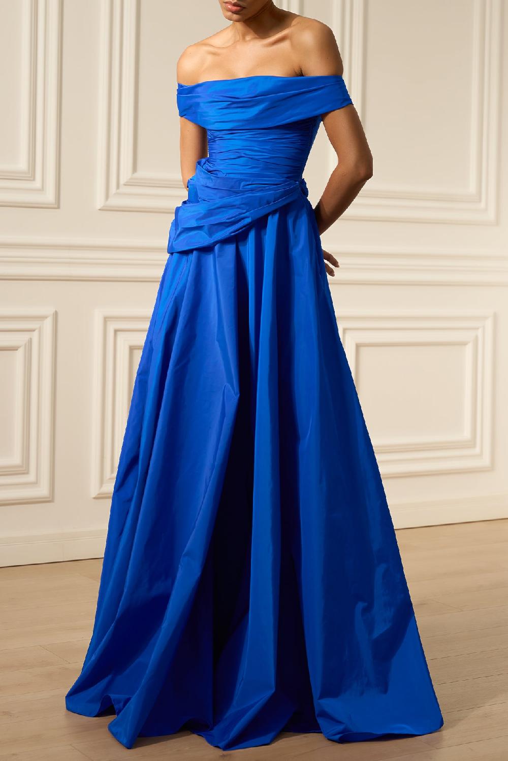 rhea costa Shakila Taffeta Dress In Electric-Blue