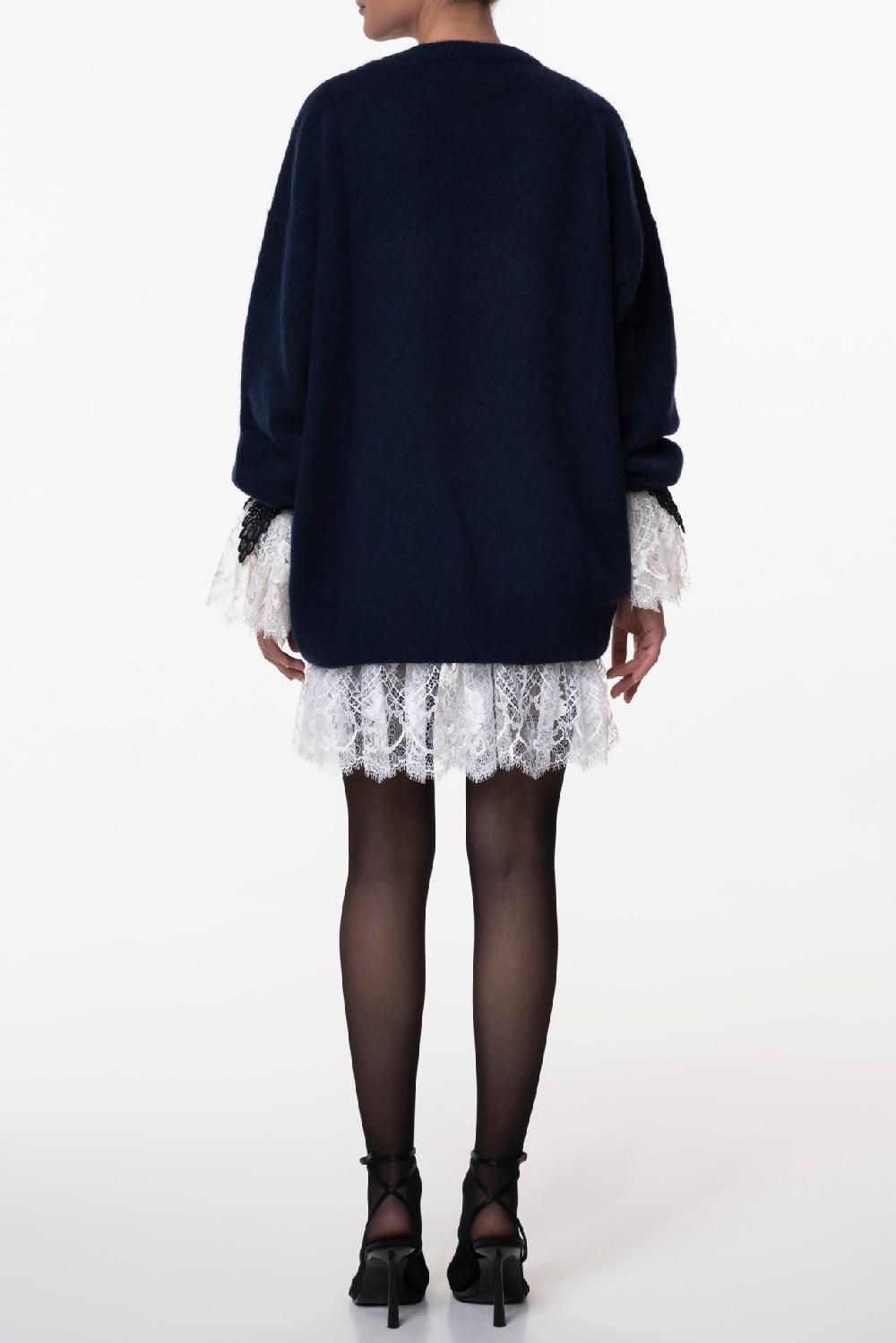 Rhea Costa Short Silk Lace Skirt In Ivory