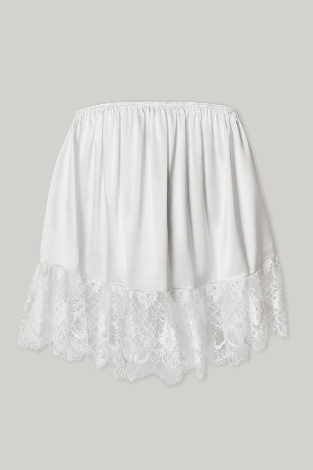 rhea costa Short Silk Lace Skirt In Ivory