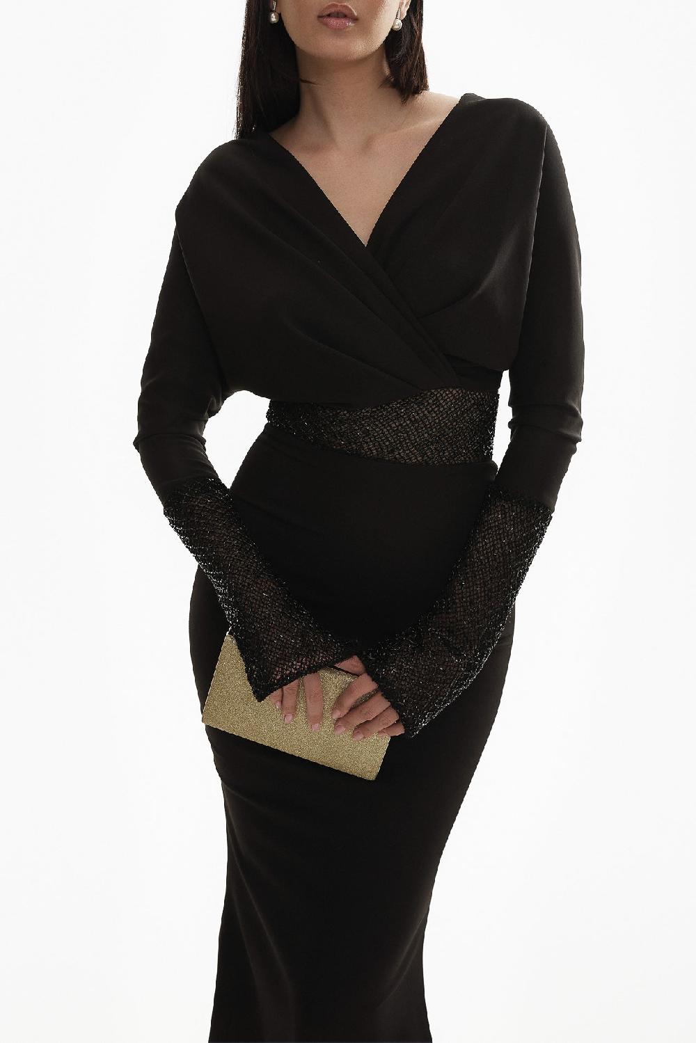 Rhea Costa Sofia Sprinkles Embroidery Crepe Dress