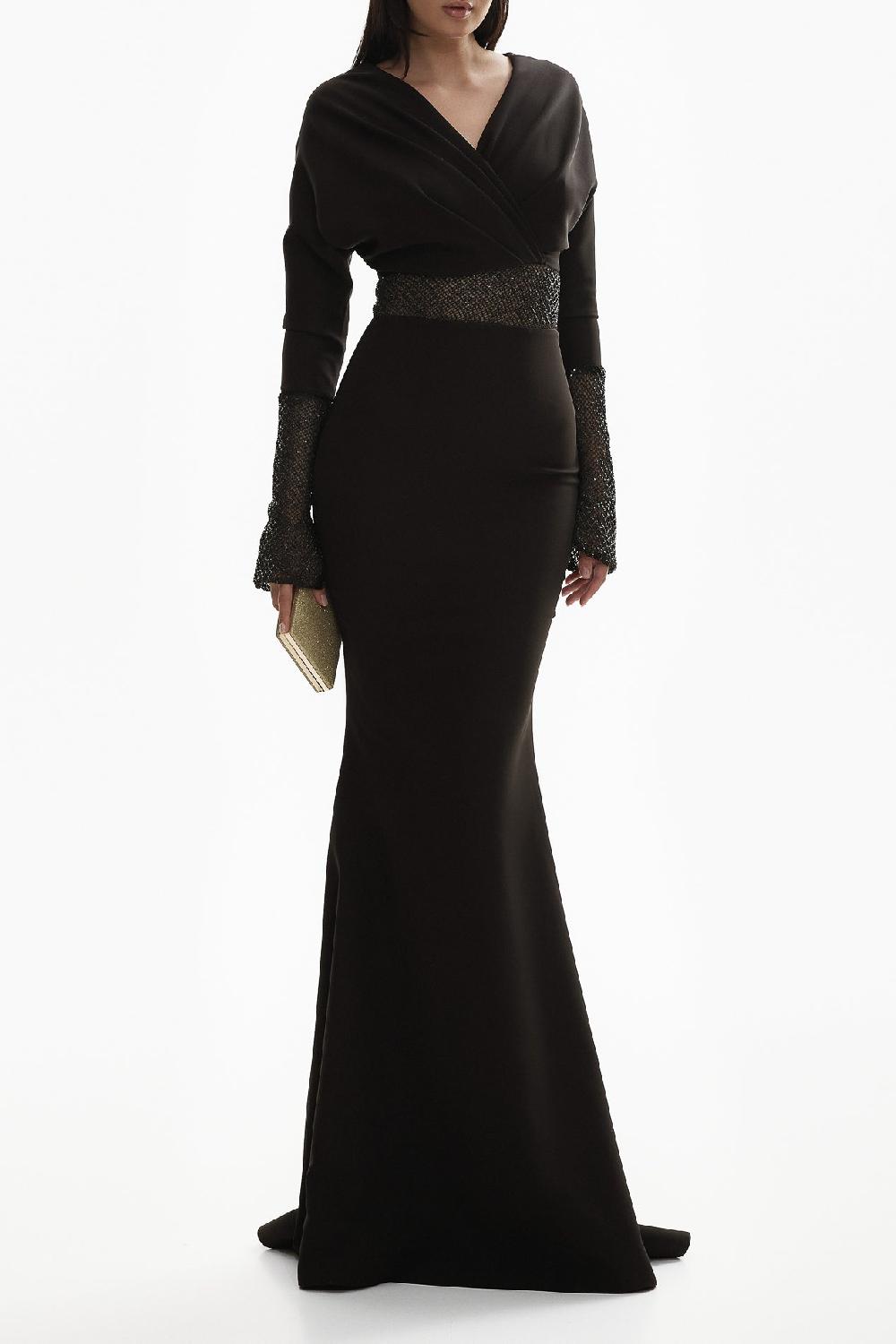 rhea costa Sofia Sprinkles Embroidery Crepe Dress