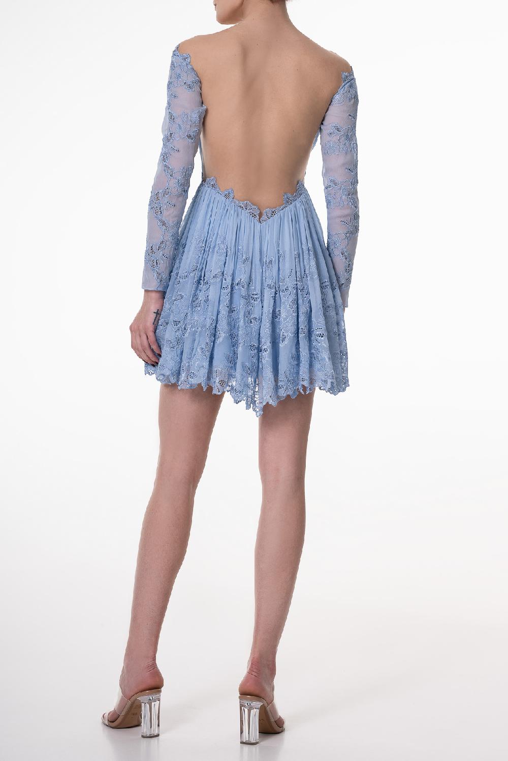 Rhea Costa Soren Celeste Silk Boho Short Dress