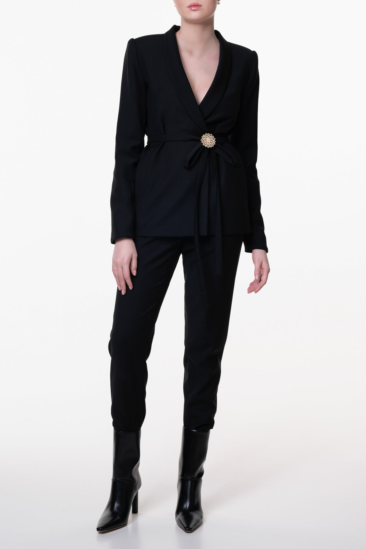 rhea costa Structured Conic Wool Pants in Black