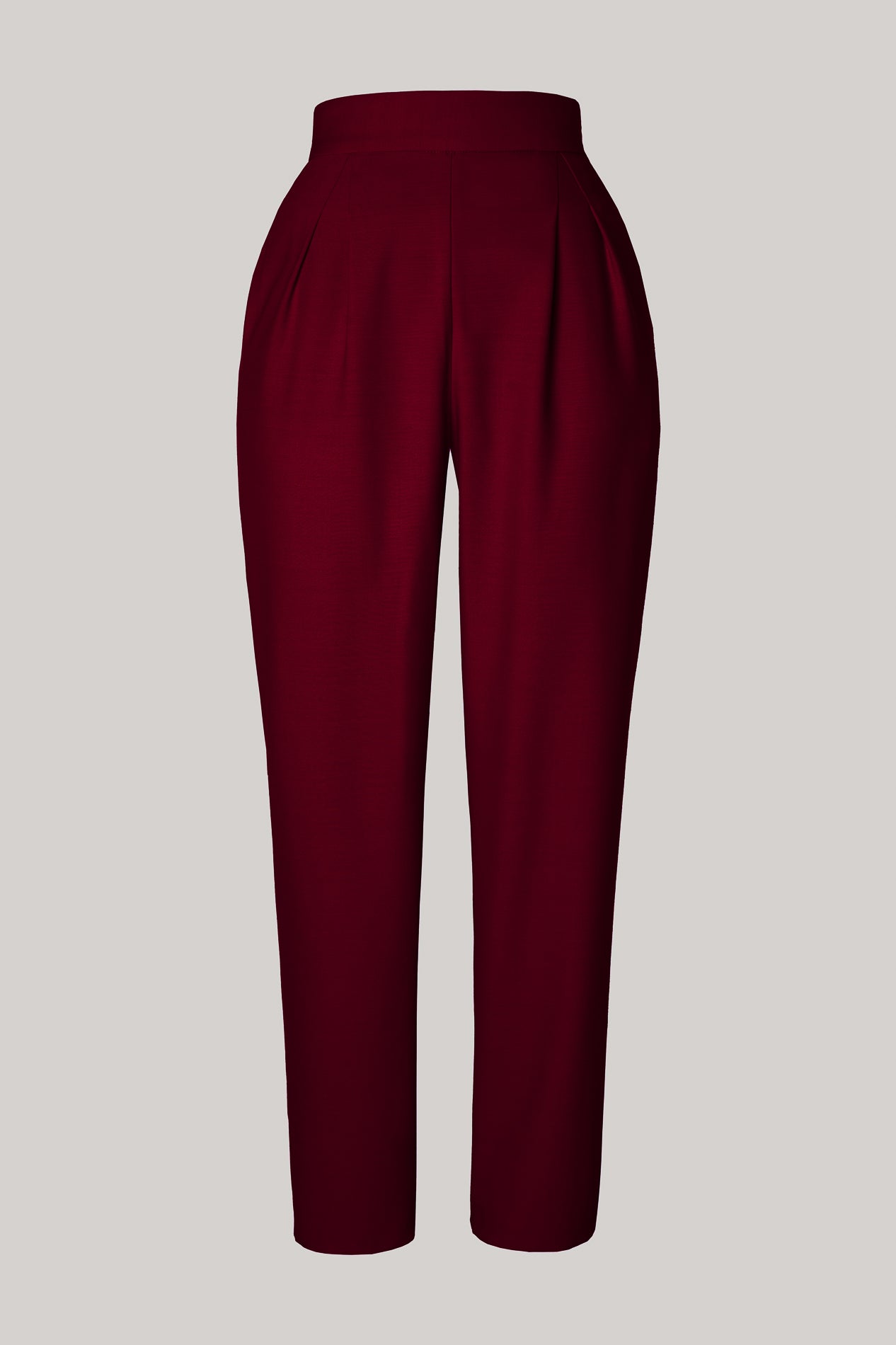 Rhea Costa Structured Conic Wool Pants In Burgundy