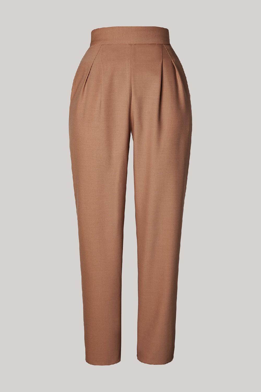 rhea costa Structured Conic Wool Pants in Camel