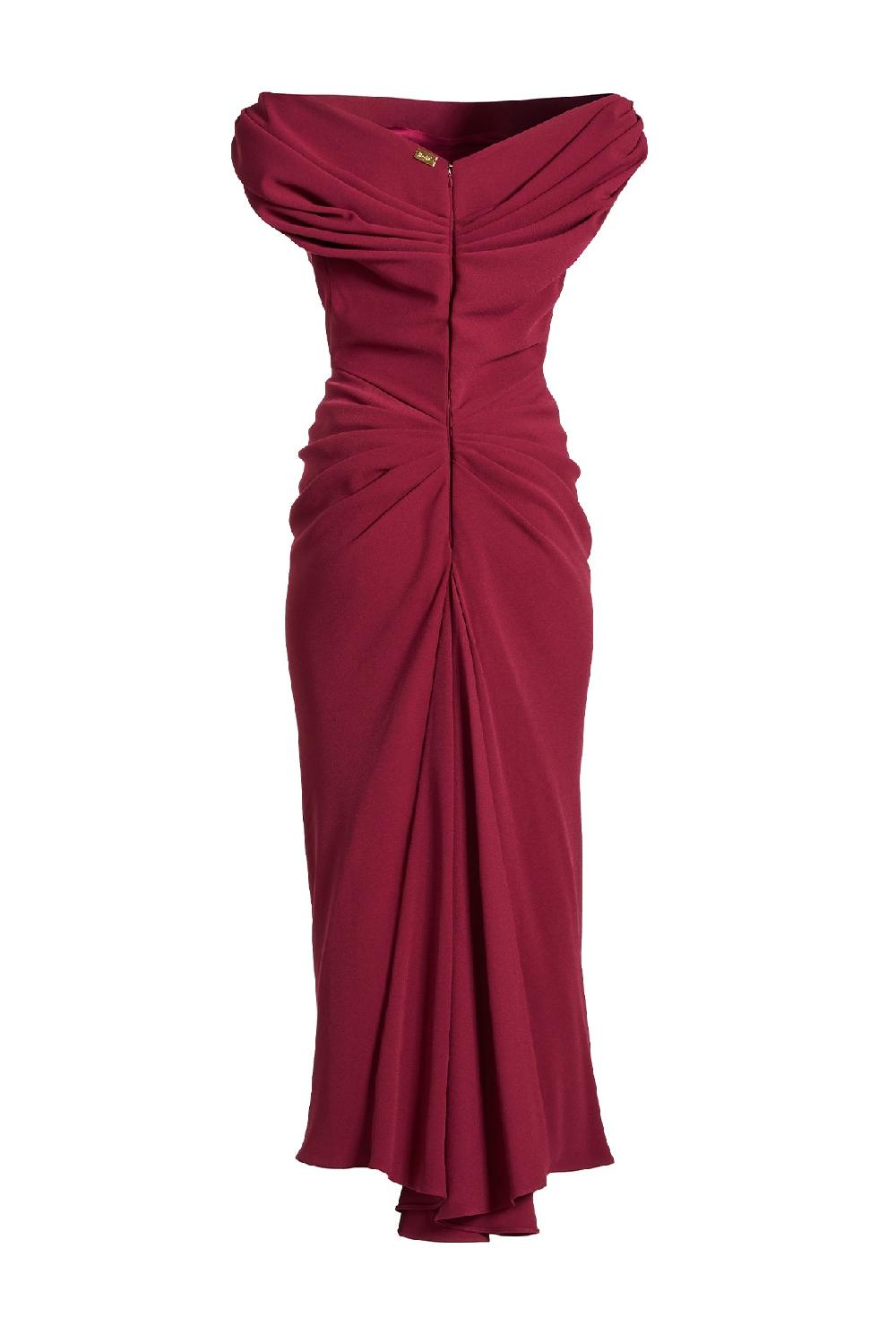 Rhea Costa Sylvie Midi Dress In Burgundy