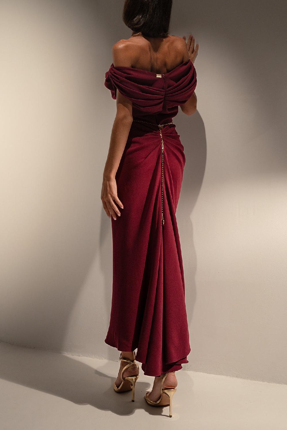 Rhea Costa Sylvie Midi Dress In Burgundy