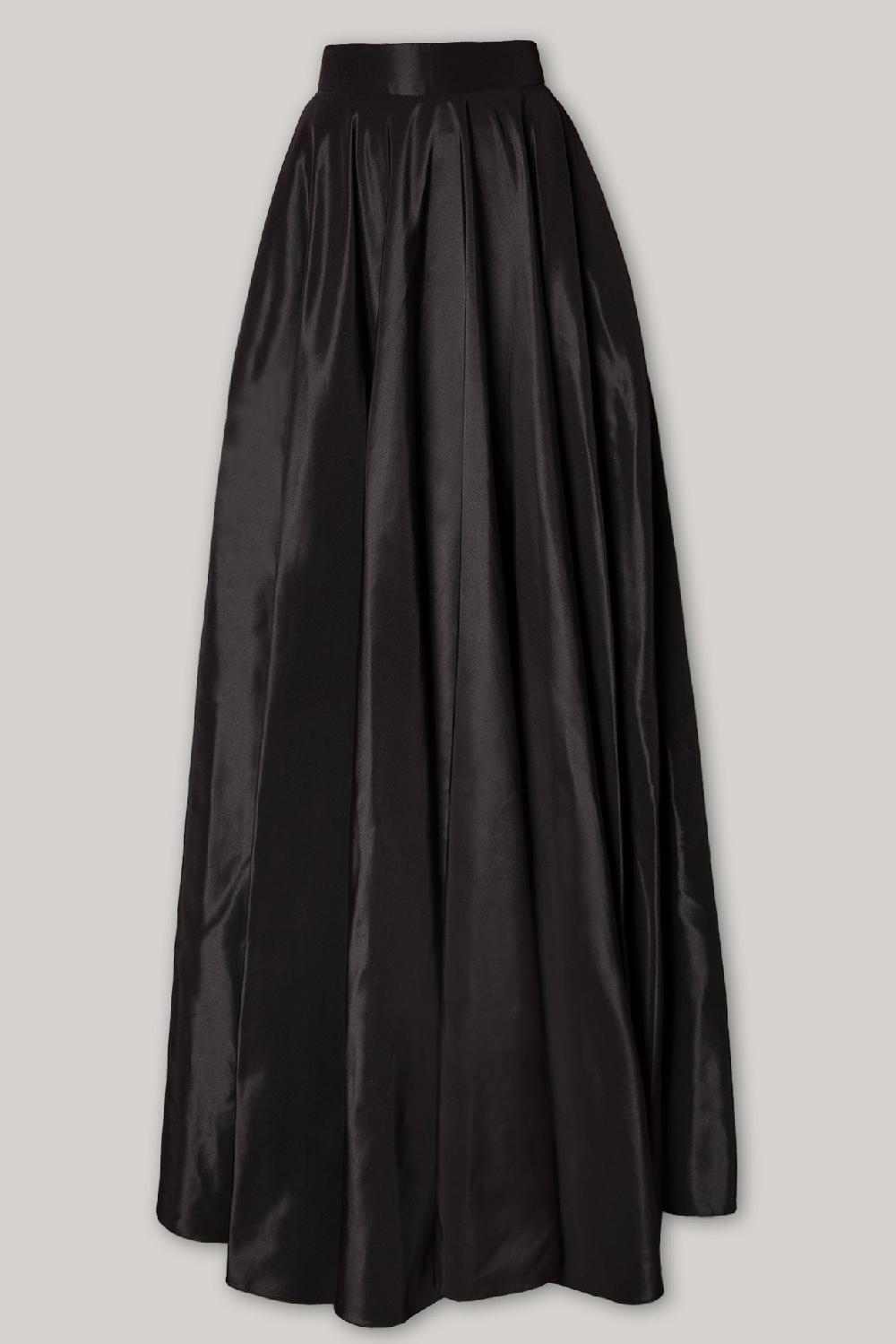 Rhea Costa Taffeta Long Skirt In Black