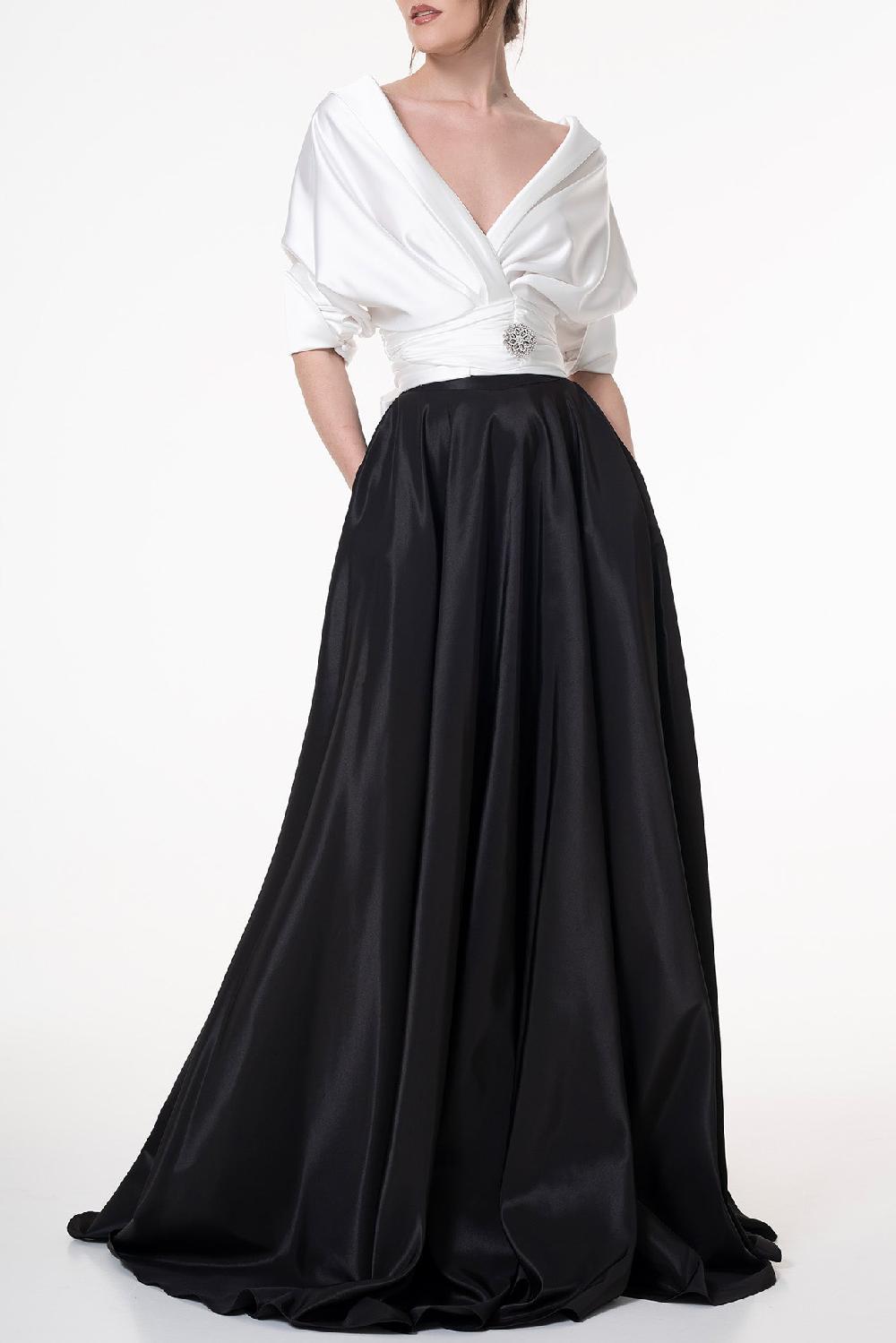 rhea costa Taffeta Long Skirt In Black